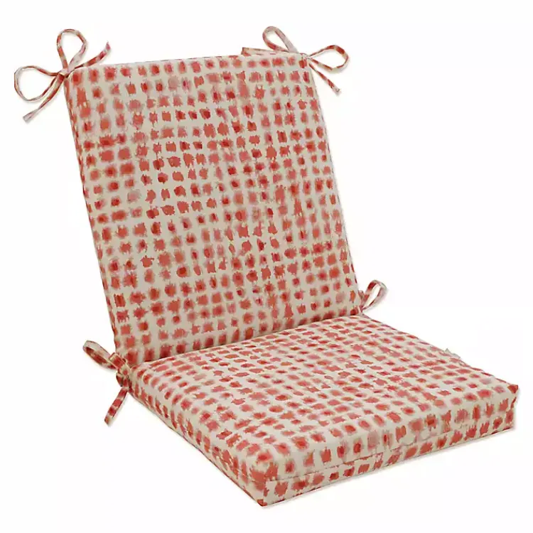 Kirklands Home Coral Checkered Outdoor Chair Cushion Best