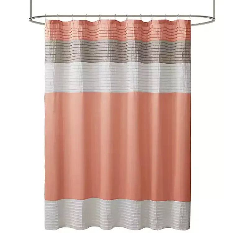 Kirklands Home Coral Colorblock Silky Shower Curtain Pink Online