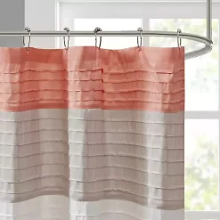 Kirklands Home Coral Colorblock Silky Shower Curtain Pink Online