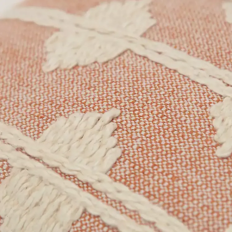 Pillows>Kirklands Home Coral Heathered Embroidered Diamond Throw Pillow