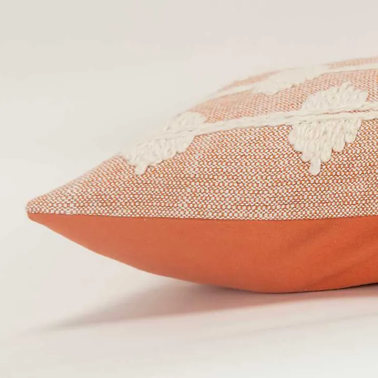 Pillows>Kirklands Home Coral Heathered Embroidered Diamond Throw Pillow