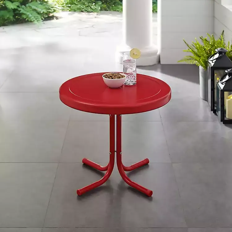 Kirklands Home Coral Metal Outdoor Side Table Red Sale