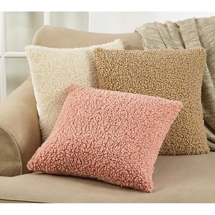 Pillows>Kirklands Home Coral Sherpa Pillow Pink