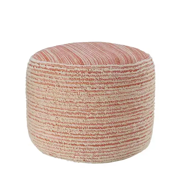 Poufs & Floor Cushions>Kirklands Home Coral Tropical Textured Distressed Pouf Pink