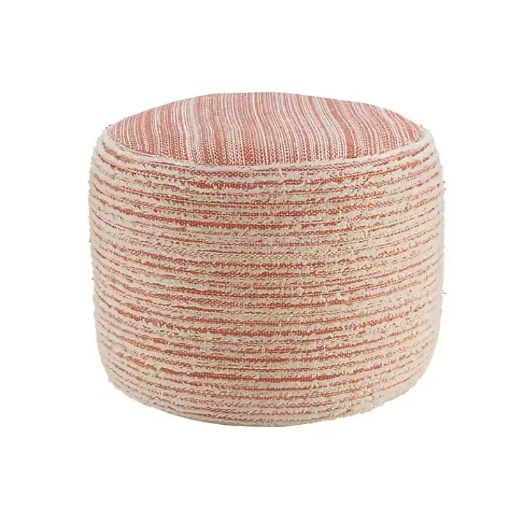 Poufs & Floor Cushions>Kirklands Home Coral Tropical Textured Distressed Pouf Pink