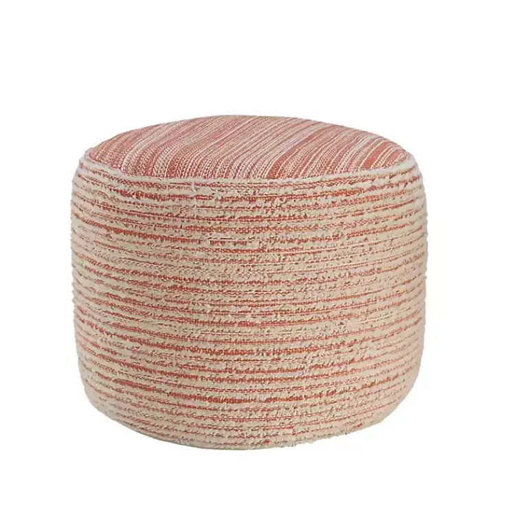 Poufs & Floor Cushions>Kirklands Home Coral Tropical Textured Distressed Pouf Pink