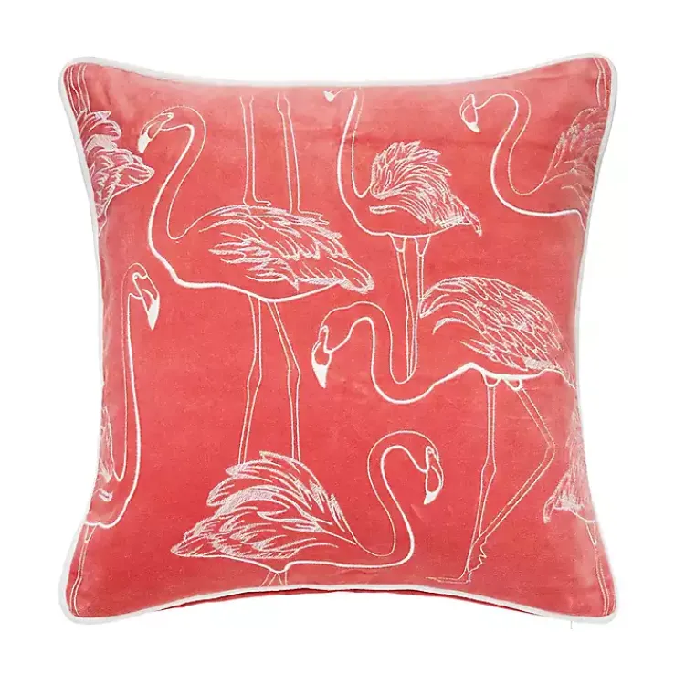 Pillows>Kirklands Home Coral Velvet Flamingo Pillow Pink