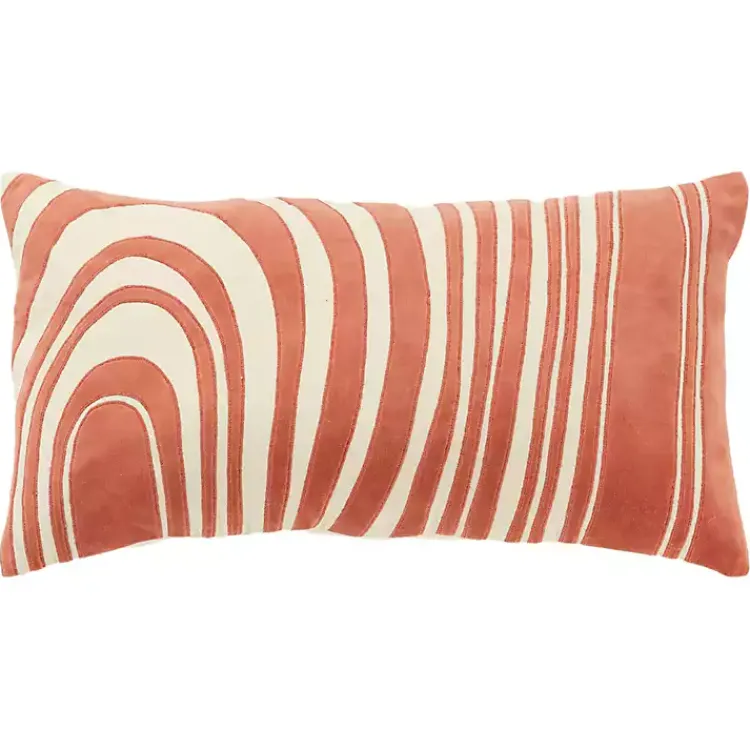 Pillows>Kirklands Home Coral Velvet Wave Lumbar Pillow
