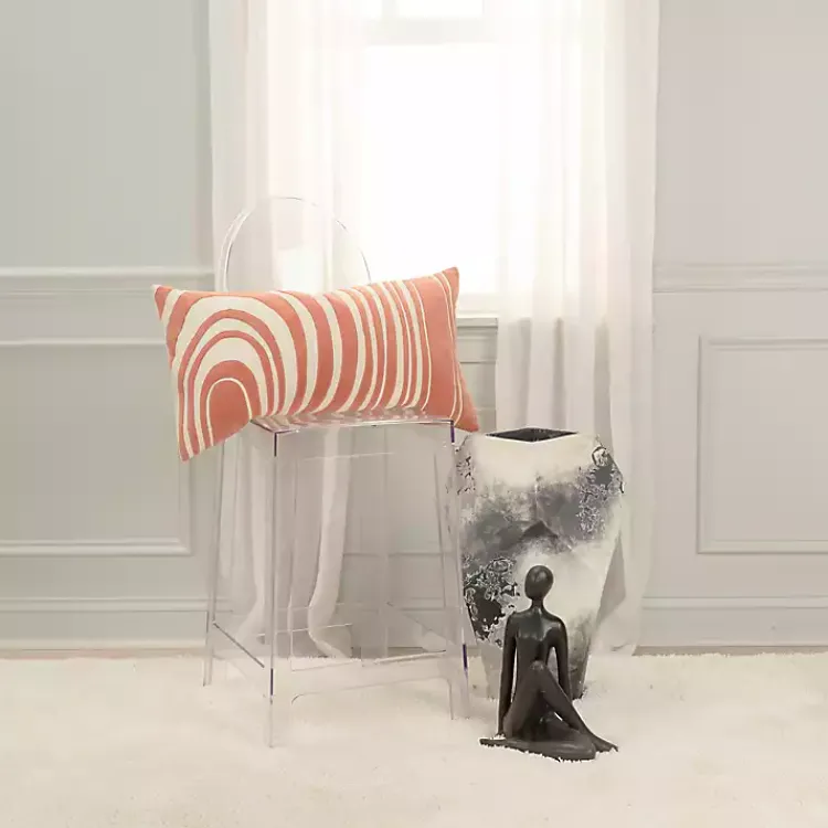 Pillows>Kirklands Home Coral Velvet Wave Lumbar Pillow
