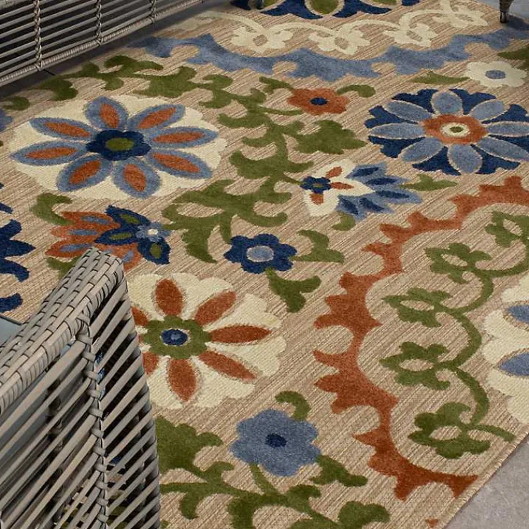 Kirklands Home Coraline Outdoor Area Rug, 9x12 Multi New