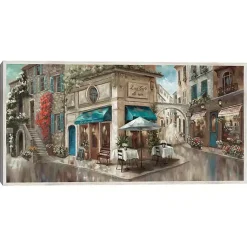 Kirklands Home Corner Cafe Framed Canvas Art Print Gray