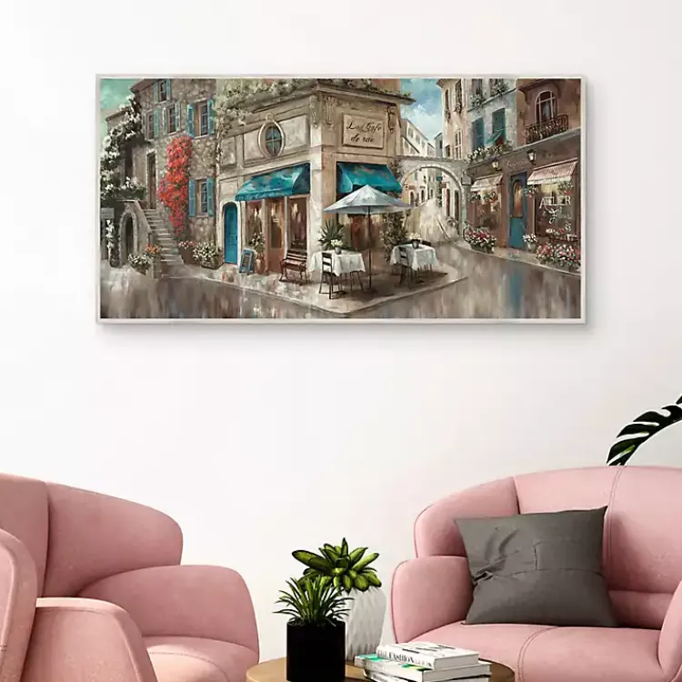 Kirklands Home Corner Cafe Framed Canvas Art Print Gray