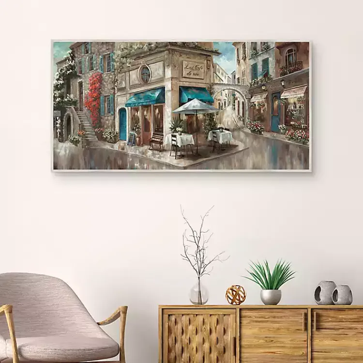 Kirklands Home Corner Cafe Framed Canvas Art Print Gray