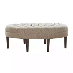 Kirklands Home Cory Tufted Natural Linen Ottoman Tan Best