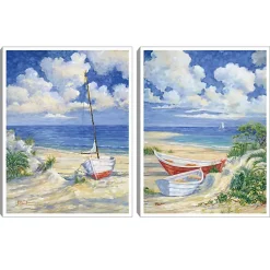 Kirklands Home Costa Del Sol Framed Canvas Art Prints, Set of 2 Outlet