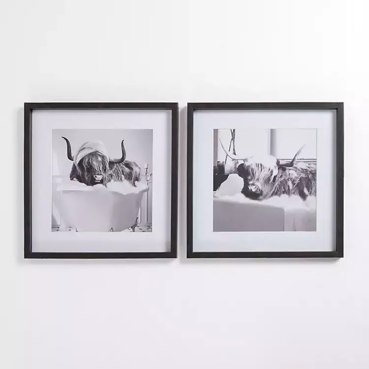 Kirklands Home Cow in Bubble Bath Framed Art Prints, Set of 2 Clearance