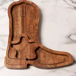 Kirklands Home Cowboy Boot Chips & Dip Serving Platter Brown Clearance