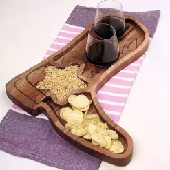 Kirklands Home Cowboy Boot Chips & Dip Serving Platter Brown Clearance