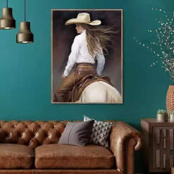 Kirklands Home Cowgirl Framed Canvas Art Print Brown Outlet