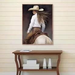Kirklands Home Cowgirl Framed Canvas Art Print Brown Outlet