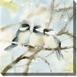 Kirklands Home Cozy Chickadees Outdoor Canvas Art Print New