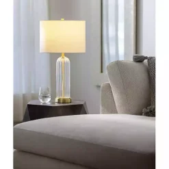 Kirklands Home Crassula Clear Glass Table Lamp White Best