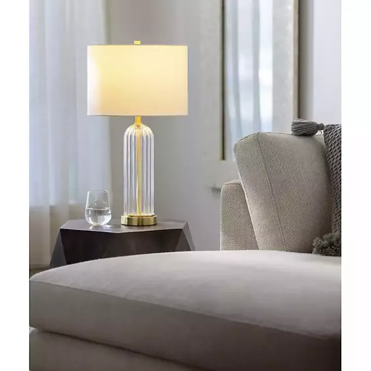 Kirklands Home Crassula Clear Glass Table Lamp White Best