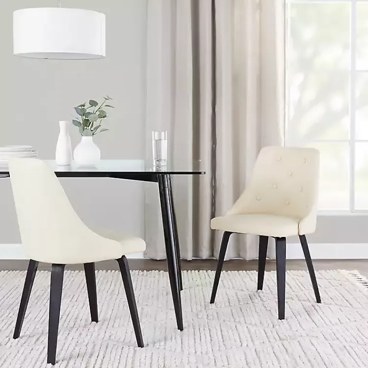 Kirklands Home Cream & Black Faux Leather Dining Chairs, Set of 2 Ivory Best