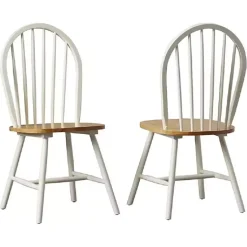 Kirklands Home Cream & Natural Wooden Dining Chairs, Set of 2 White Hot