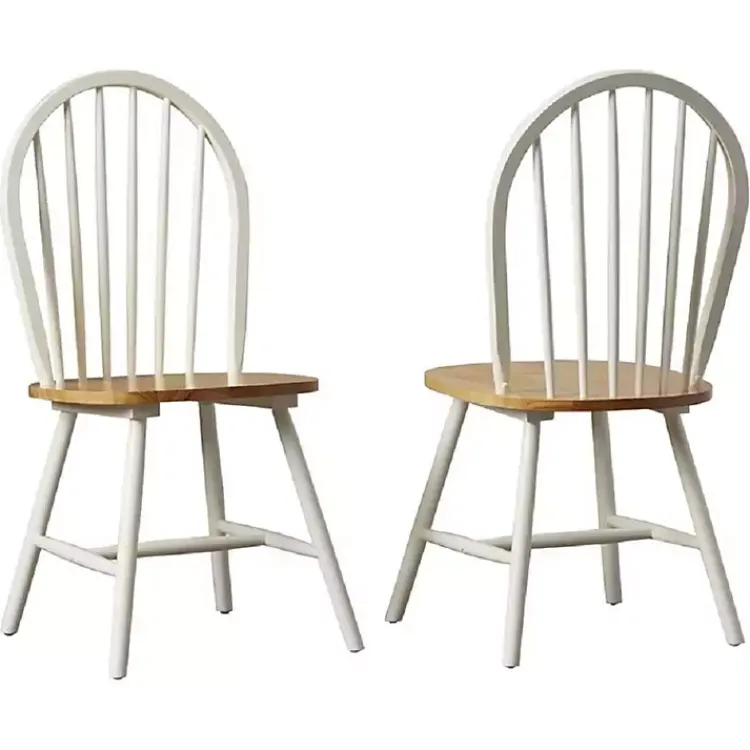 Kirklands Home Cream & Natural Wooden Dining Chairs, Set of 2 White Hot