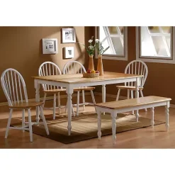 Kirklands Home Cream & Natural Wooden Dining Chairs, Set of 2 White Hot
