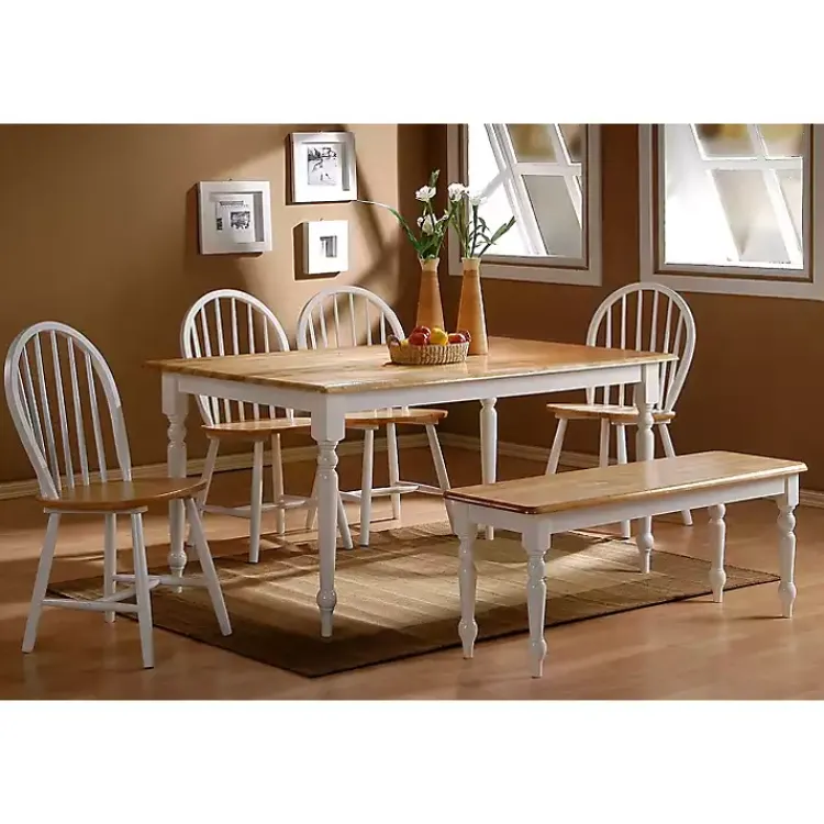 Kirklands Home Cream & Natural Wooden Dining Chairs, Set of 2 White Hot