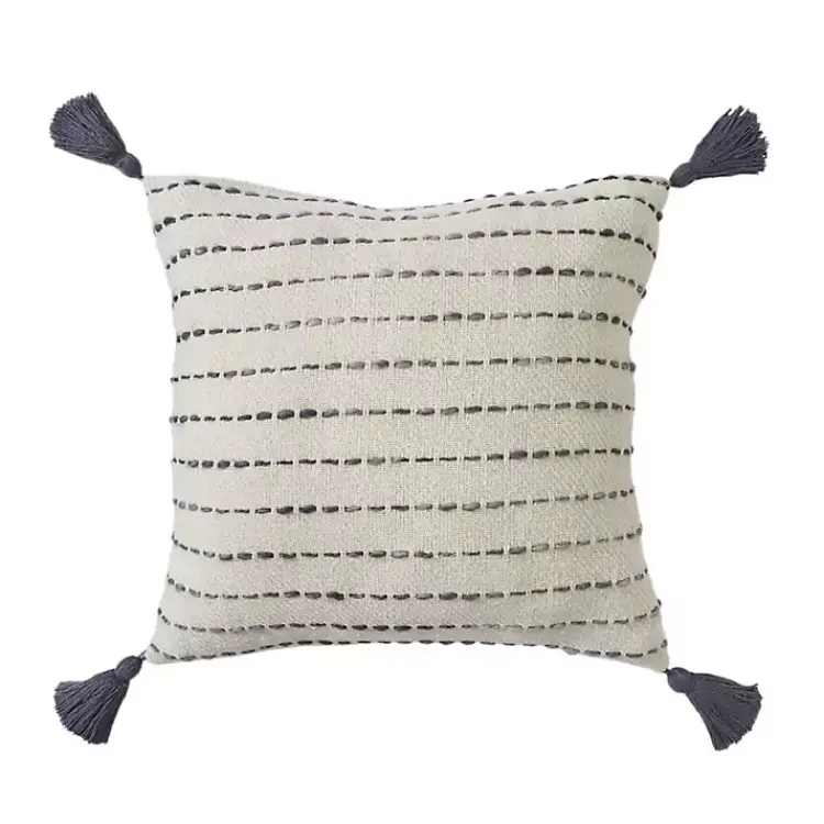 Pillows>Kirklands Home Cream & Navy Ombre Dash Throw Pillow Blue