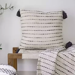 Pillows>Kirklands Home Cream & Navy Ombre Dash Throw Pillow Blue