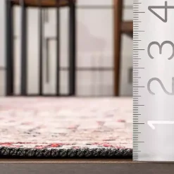 Kirklands Home Cream & Red Diamond Trellis Washable Area Rug, 7x9 Best