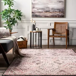 Kirklands Home Cream & Red Diamond Trellis Washable Area Rug, 7x9 Best