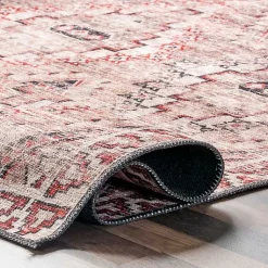 Kirklands Home Cream & Red Diamond Trellis Washable Area Rug, 3x5 Discount
