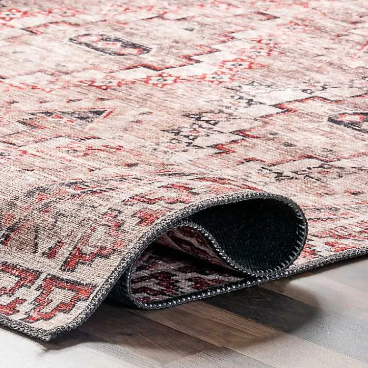 Kirklands Home Cream & Red Diamond Trellis Washable Area Rug, 5x8 Sale