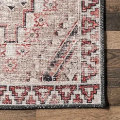 Kirklands Home Cream & Red Diamond Trellis Washable Area Rug, 5x8 Sale