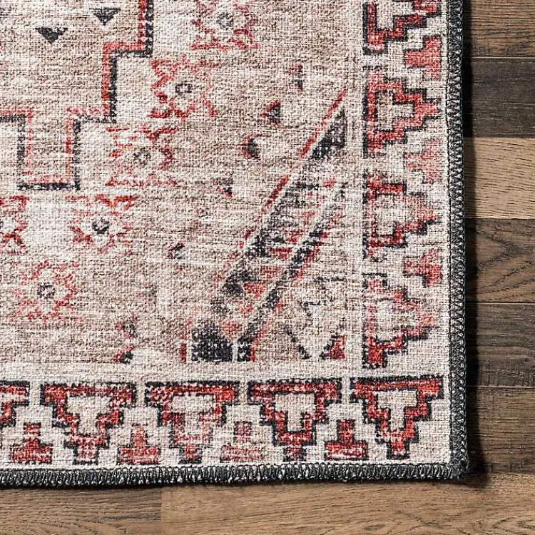 Kirklands Home Cream & Red Diamond Trellis Washable Area Rug, 5x8 Sale