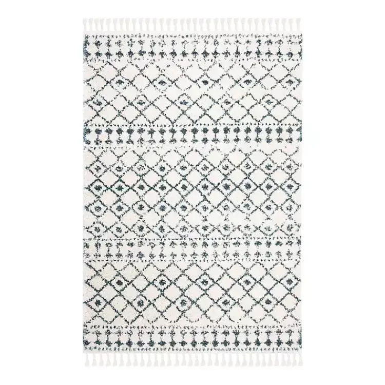 Kirklands Home Cream and Blue Bergen Weathered Fringe Rug, 5x7 Discount