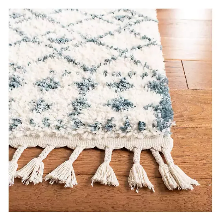 Kirklands Home Cream and Blue Bergen Weathered Fringe Rug, 5x7 Discount