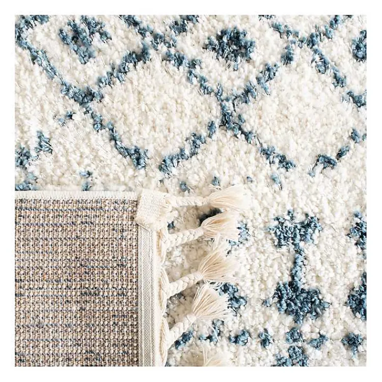 Kirklands Home Cream and Blue Bergen Weathered Fringe Rug, 5x7 Discount