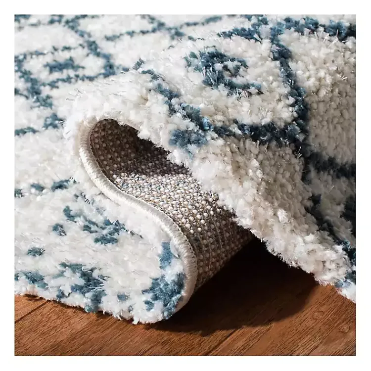 Kirklands Home Cream and Blue Bergen Weathered Fringe Rug, 5x7 Discount