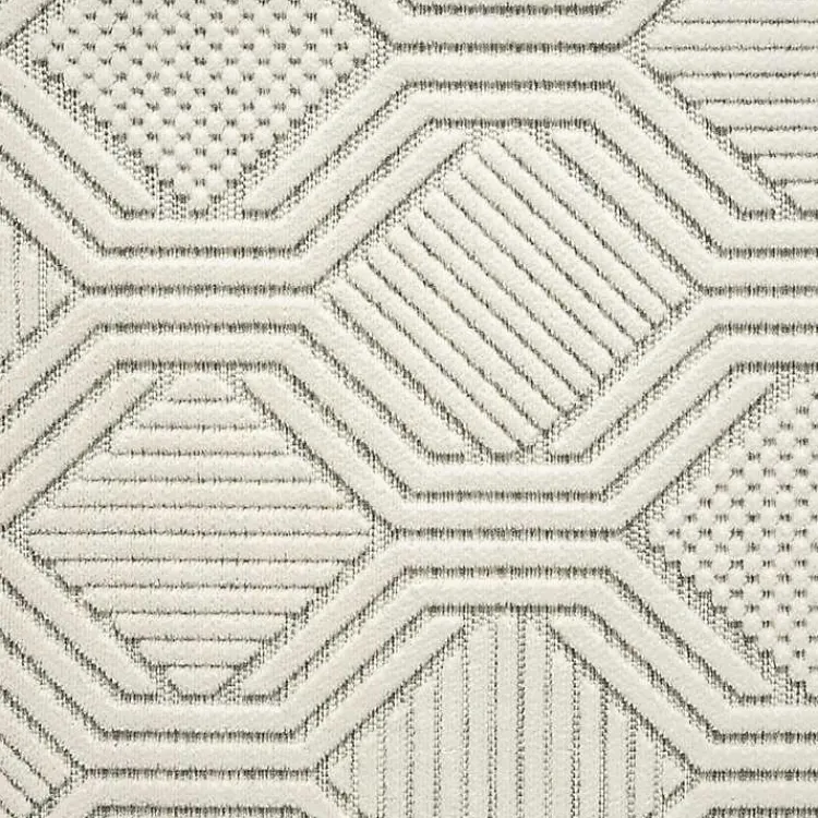 Kirklands Home Cream and Blue Geo Indoor/Outdoor Area Rug, 7x9 New