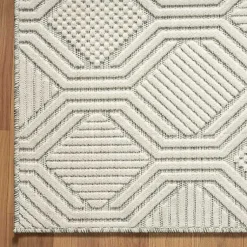Kirklands Home Cream and Blue Geo Indoor/Outdoor Area Rug, 7x9 New