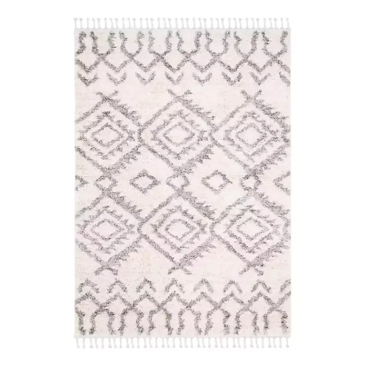 Kirklands Home Cream and Gray Bergen Tribal Fringe Shag Rug, 5x7 Online
