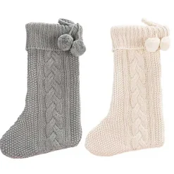 Christmas Stockings & Stocking Holders>Kirklands Home Cream and Gray Cable Knit Stockings, Set of 2
