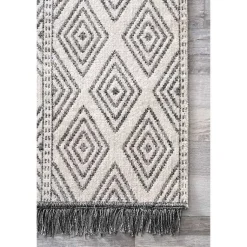Kirklands Home Cream and Gray Miriam Striped Outdoor Rug, 5x8 Hot