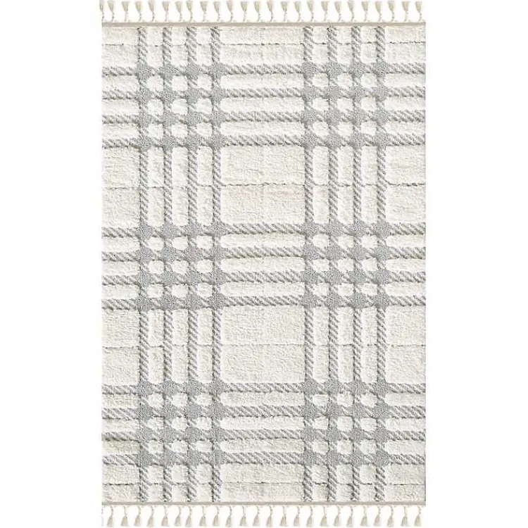 Kirklands Home Cream and Gray Tufted Criss-Cross Area Rug, 7x9 Clearance